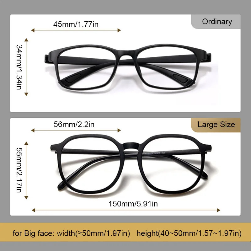 Big Face Large Size Optical Spectacle Frame Men Women 150mm Oversized Round Glasses Anti Blue Light TR90 Matte Eyeglasses 250912