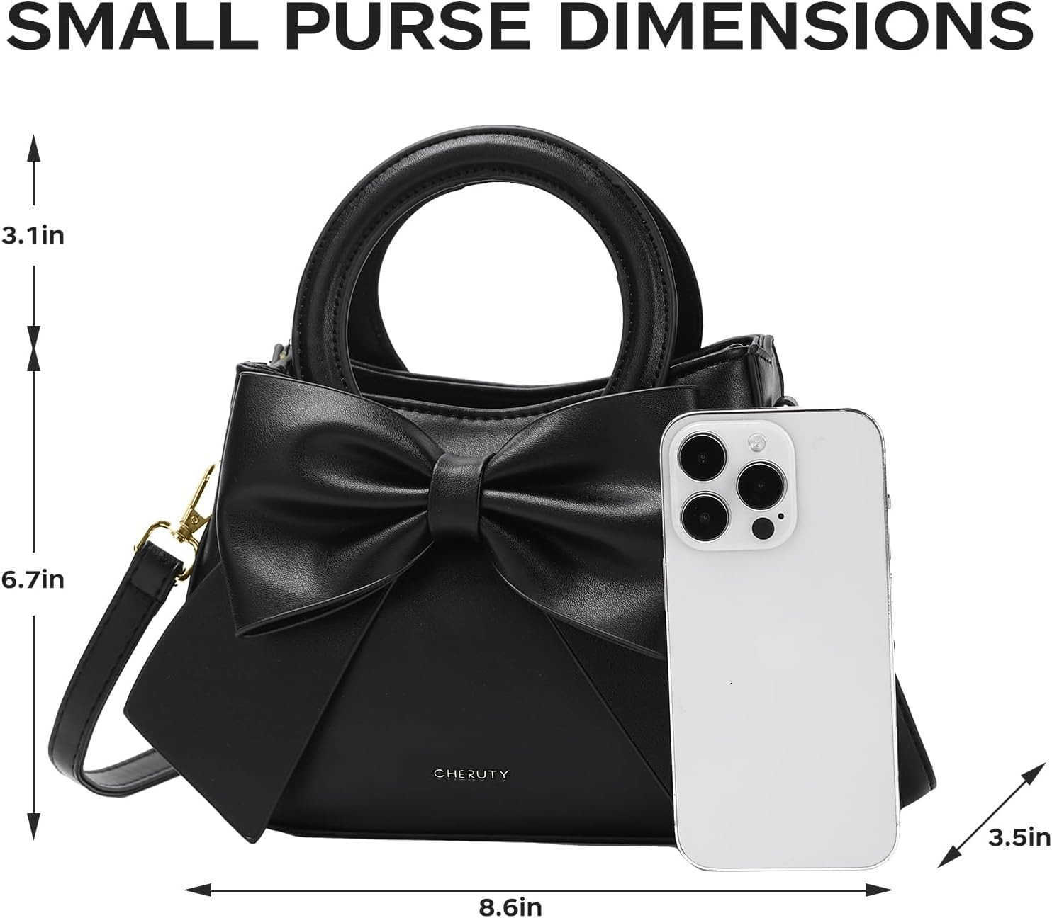 Small Purses for Women Crossbody Bag Vegan Leather Crossbody Purses and Handbags with Top Carry Handle and Cute Bow KnotW250913