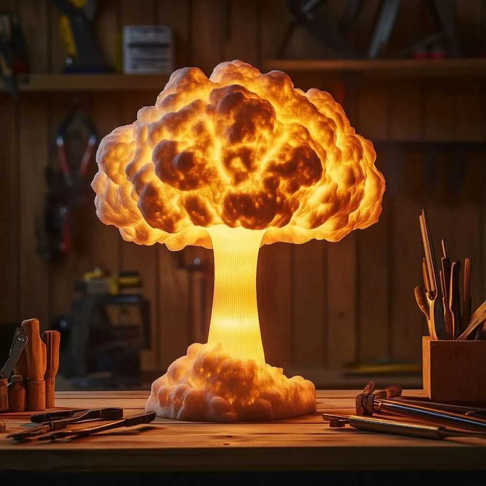 3D Mushroom Cloud Table Lamp Simulation Multipurpose Atomic Bomb Blast Night Light Handmade Resin LED Reading Light Desk Decor C250913
