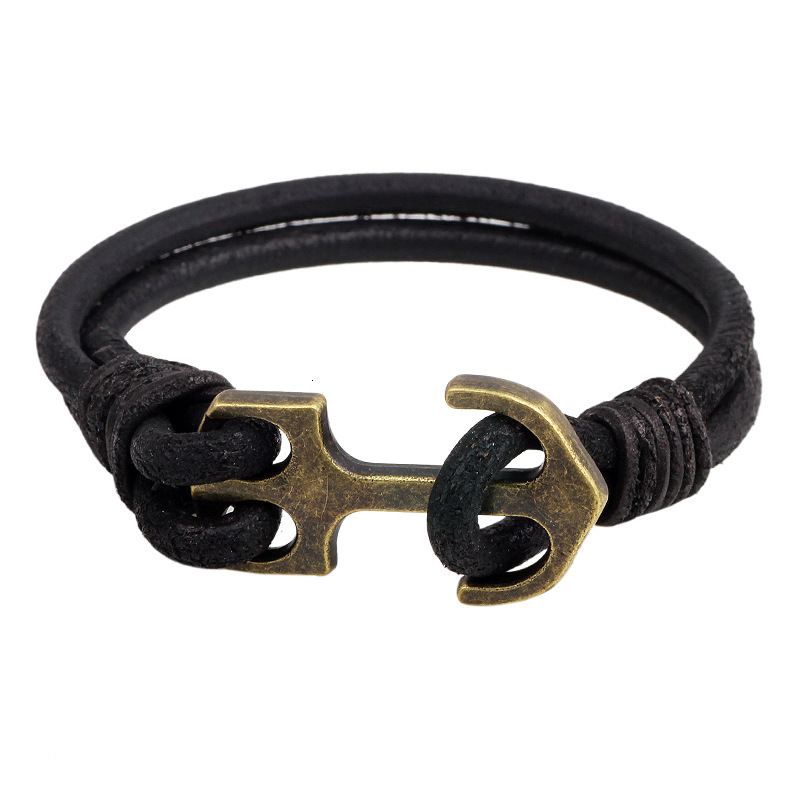 Cowhide Alloy Anchor Winding Versatile Personality Simple Men's Bracelet ddmymoon