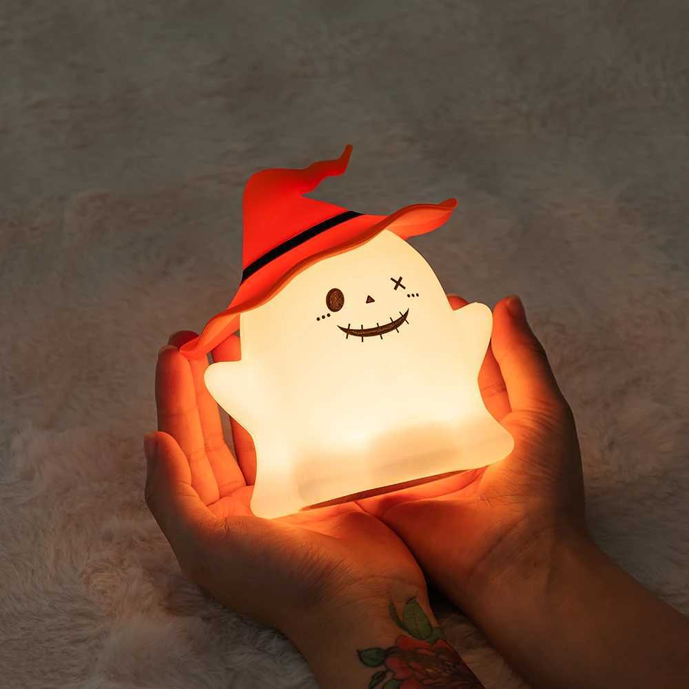 Halloween Ghost Light LED Night Light Cute Pat Lamp Warm Decor Battery Included Bedroom Kids Gift Halloween Decoration Festive C250913