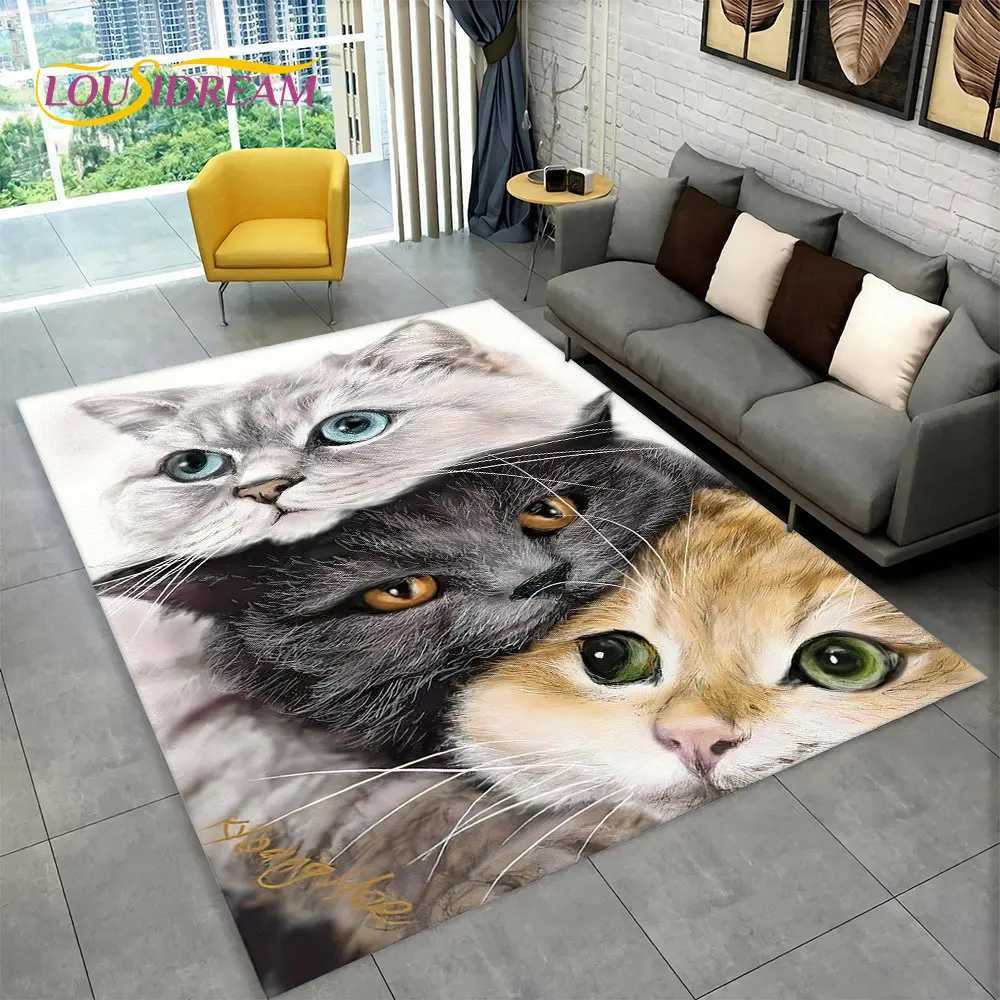 3D Cartoon Cute Cat Area Rug LargeCarpet Rug for Living Room Bedroom Sofa Doormat Kitchen DecorationChild Nonslip Floor Mat C250913
