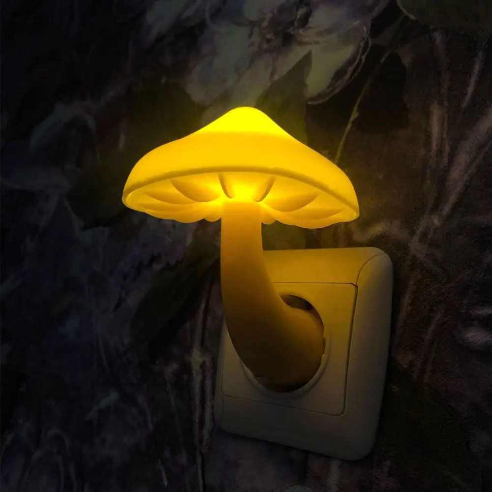 LED Night Lights Mushroom Shape Automatic Sensor Toilet Bedroom Decor Wall Lamps Lightcontrol Sensor Bedroom Light C251122