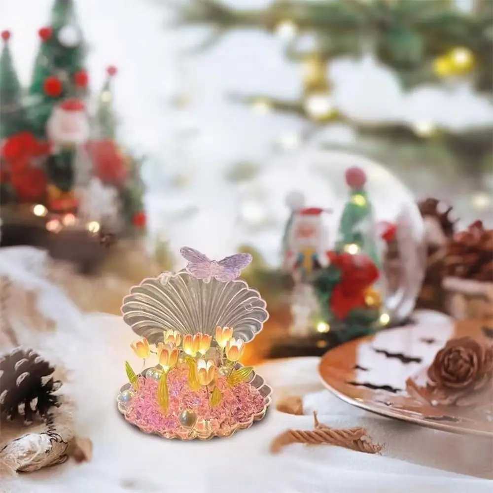 Excluding Gift Bags Tulip Night Light Plastic Handmade DIY LED Decorative Nights Lamp 9 Flowers Mirror Light for Birthday Gifts C250913