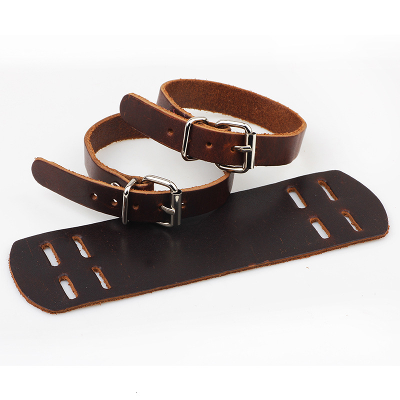 Temu Genuine Wide Leather Double Buckle Bracelet Men's High-end Punk Style Wristband ddmymoon