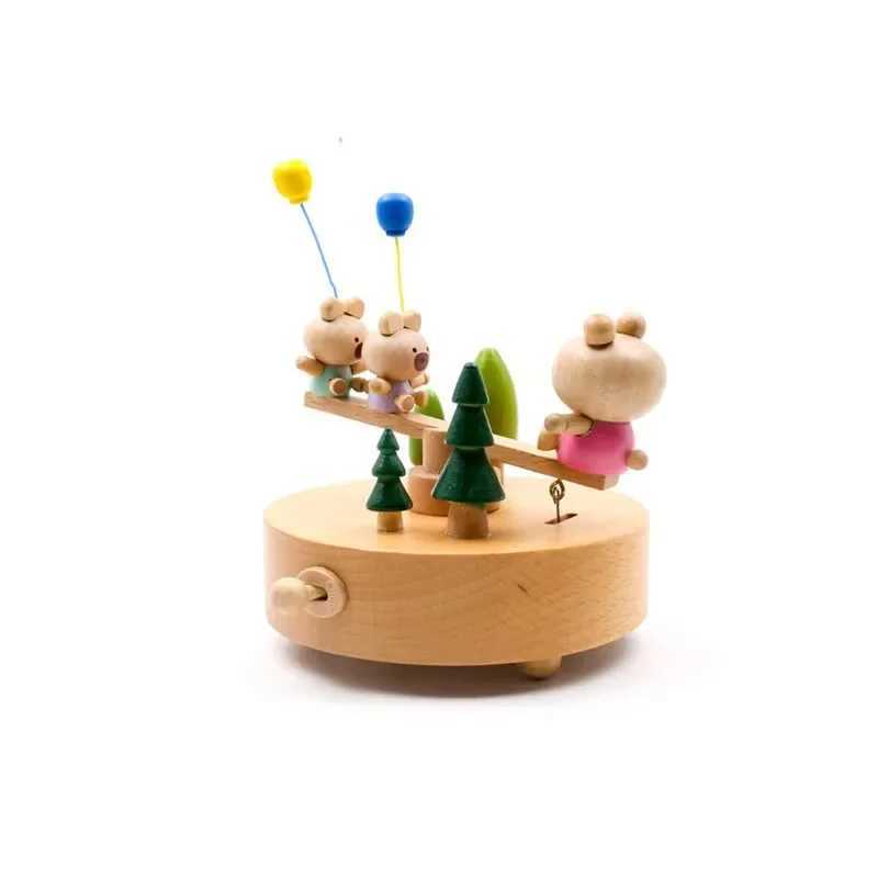 Wooden Carousel Music Box Ornaments Rotatable Handcranked DIY Handmade Birthday Christmas Gift Childrens Toys C250913