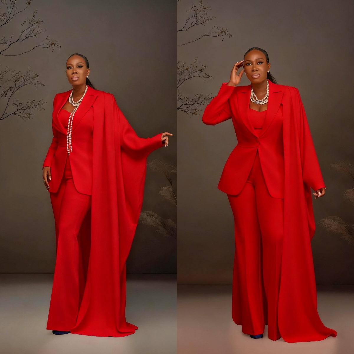 Women Suits Set 2 Pieces Super Long Blazer Wide Leg Pants Custom Made Fashion Office Lady Party Prom Dress With Wraps
