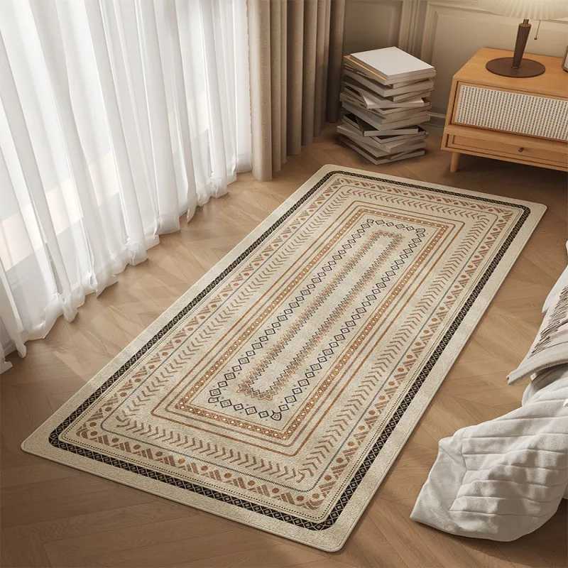 VIKAMA Ethnic Style Bedroom Bedside Rug American Bed Front Long Floor Mat Living Room Mat Room NonSlip Bed End Foot Mat C250913