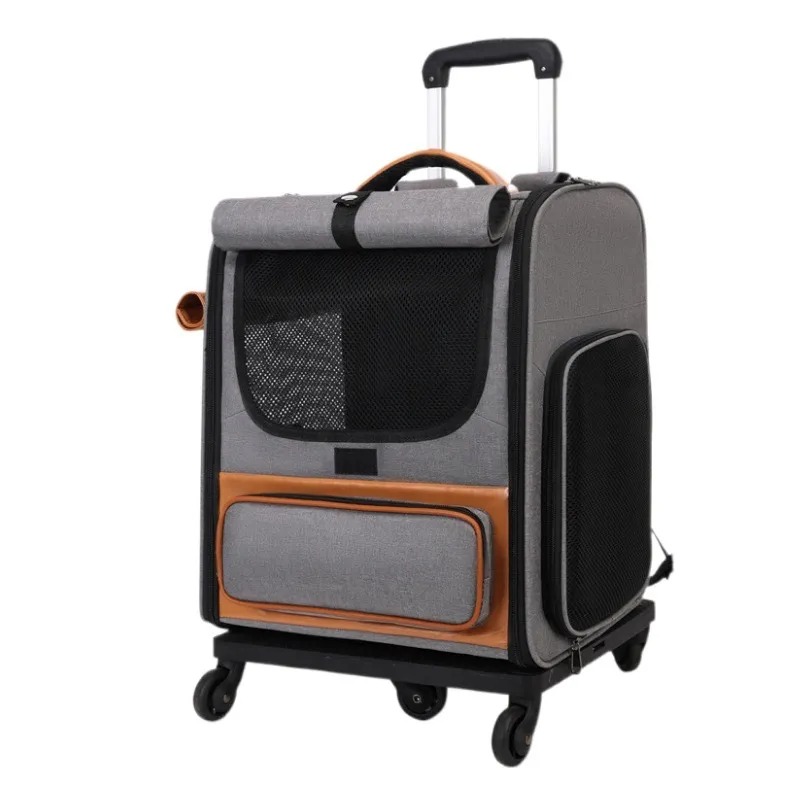 Gardner Pet Cat Carrier with Wheels and Litter Box Rolling Soft Carrier with Breathable Mesh Windows and Locking Zippers for Long Distance Car Travel 