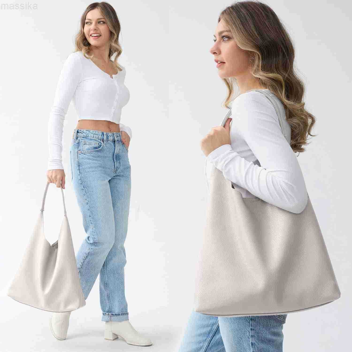 Hobo Bag for Women Soft Vegan Leather Shoulder Handbag Slouchy Tote Purses M250913