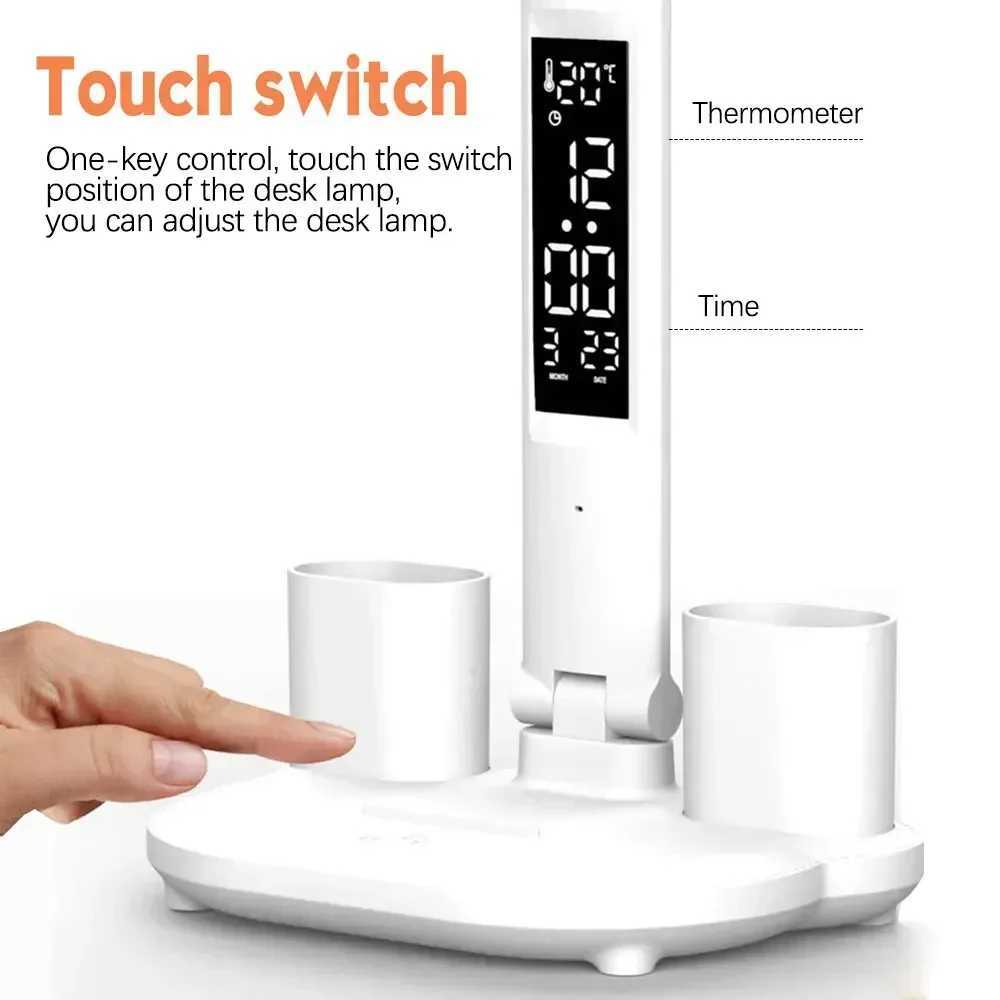 Table Lamp with Fan for Student Studying LED Desk Lamp with Pen Holder Multifunctional Touch Night Light Rechargeable C251122