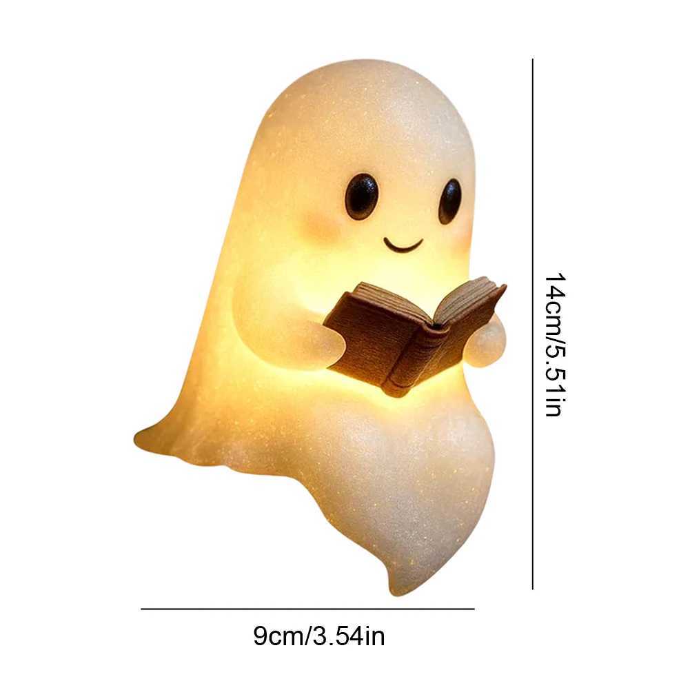 Halloween Cute Ghost Reading Book Lamp 15cm Resin Ghost Reading Night Light LED Night Light Ornament Light Up Halloween Decor C250913
