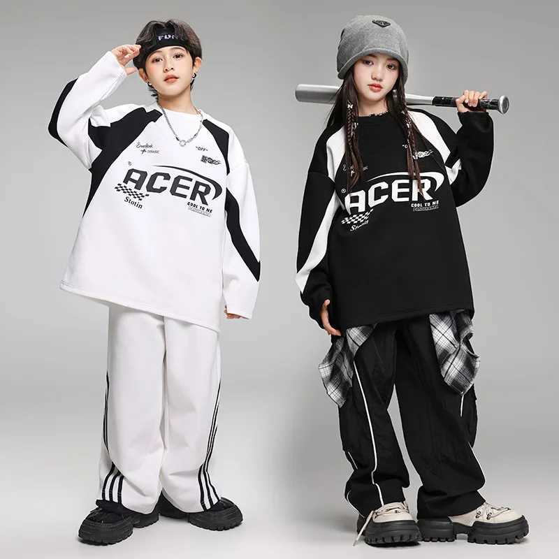 Childrens Teen Boys Girls Streetwear Hiphop Sweatshirt Cargo Pant Sets Tracksuits Performance Clothing Kids Tshirt Trousers C250913