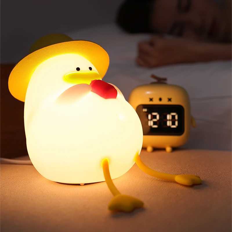 LED Night Light Rechargeable Duck Night Lamp Silicone Dimmable Lamps Bedside Nightlights Room Decor Kids Gift C250913