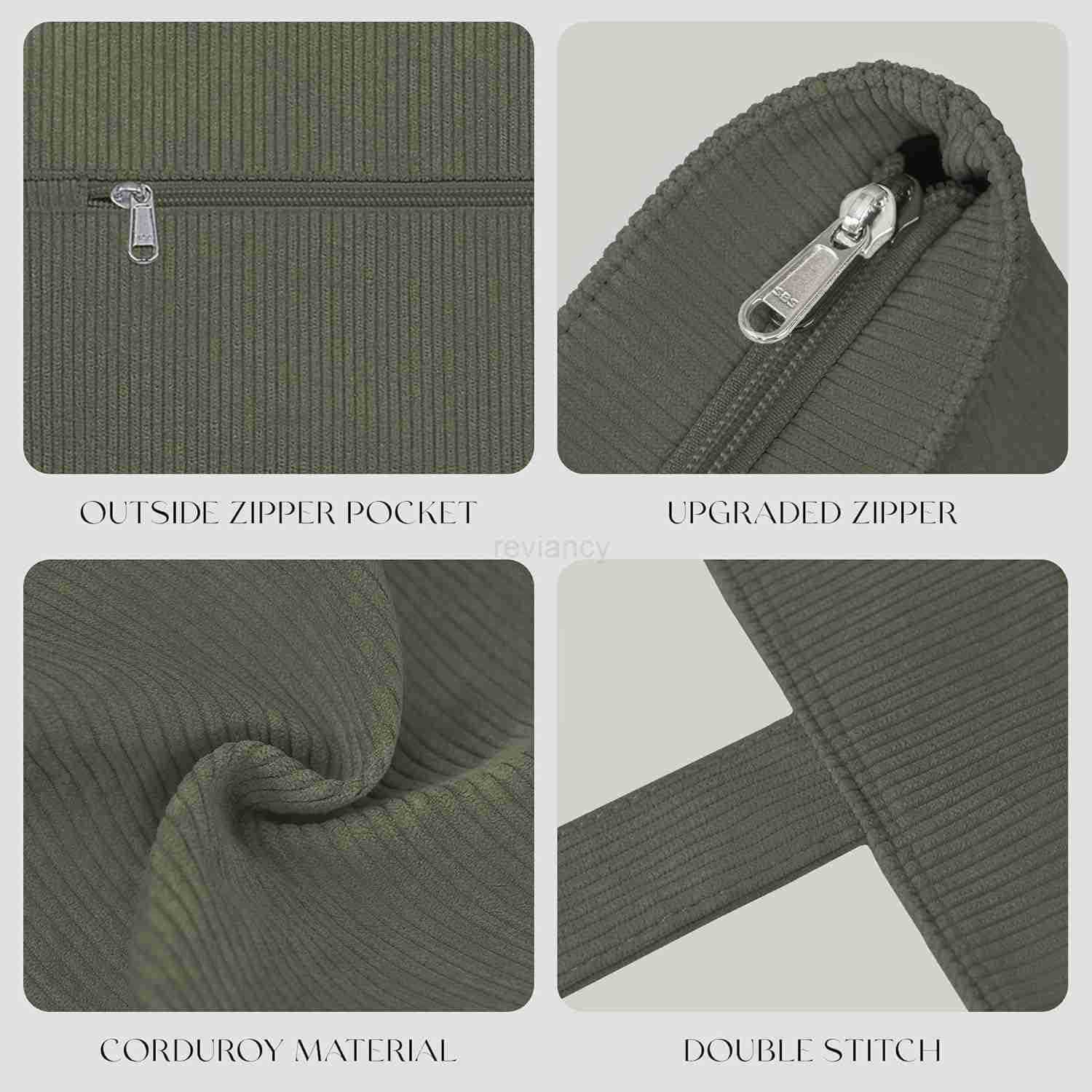 Large Corduroy Tote Bag for Women Everyday Shoulder Bag with Pockets and Zipper for Work Travel VacationW250913