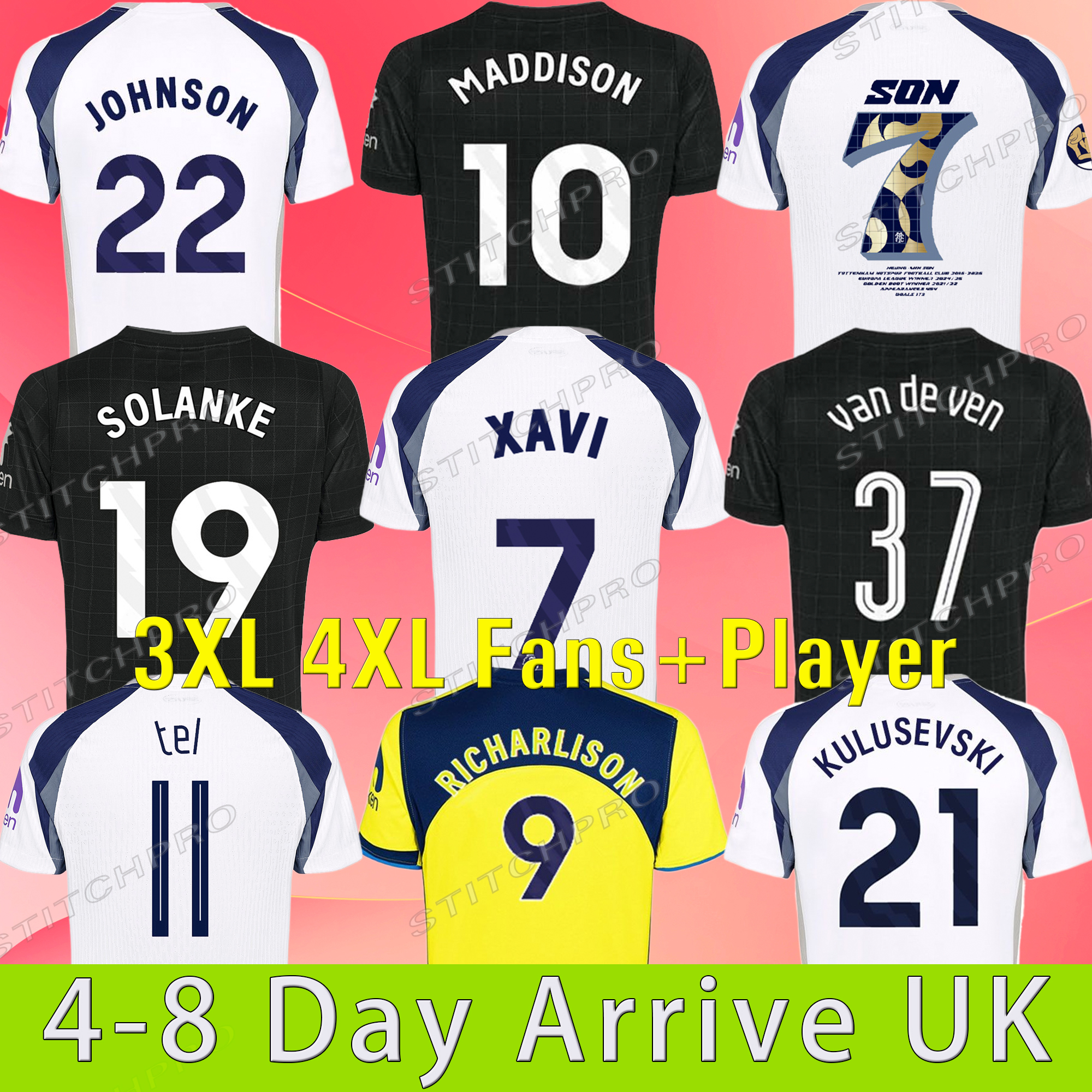 3XL 4XL 25 26 XAVI Season TEL SOLANKE KOLO MUANI SON KUDUS MADDISON KULUSEVSKI RICHARLISON ROMERO VAN DE VEN BISSOUMA Soccer Jerseys 2025 mens kit kids equipments