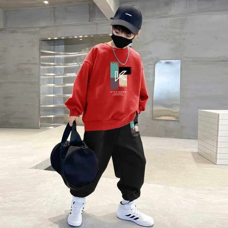 Sweatshirt Set FleeceLined Childrens Top Bottom Clothes Korean Kids 4 Years Clothing Year Old Boy Boys Autumn Winter Suit C250913