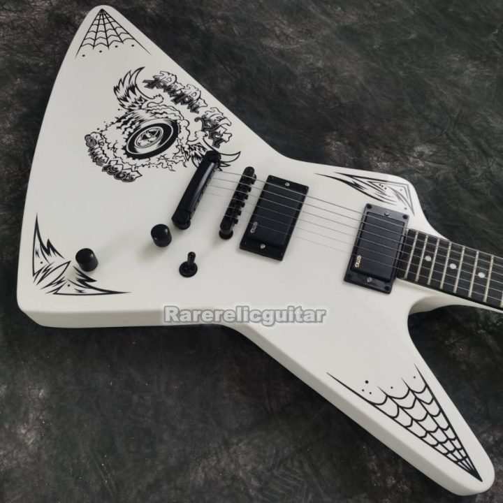 Metallic James MX 250 Papa Het White EX Electric Guitar, Dot Inlay, Black Hardware