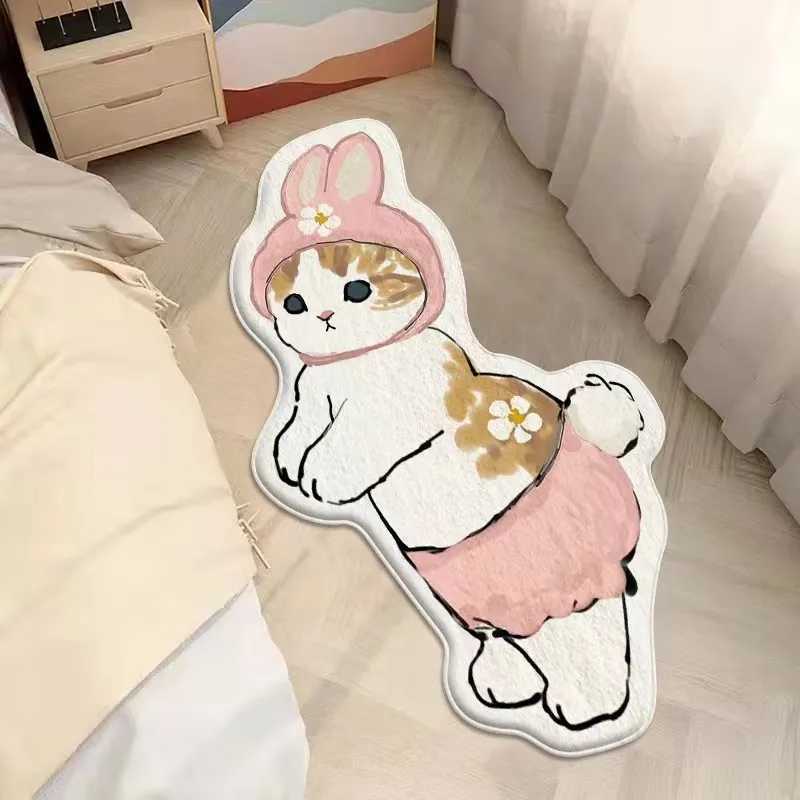 VIKAMA Simple Cartoon And Cute Cat Faux Cashmere Floor Mat For Bedroom Bedside Study And Home Decoration C250913