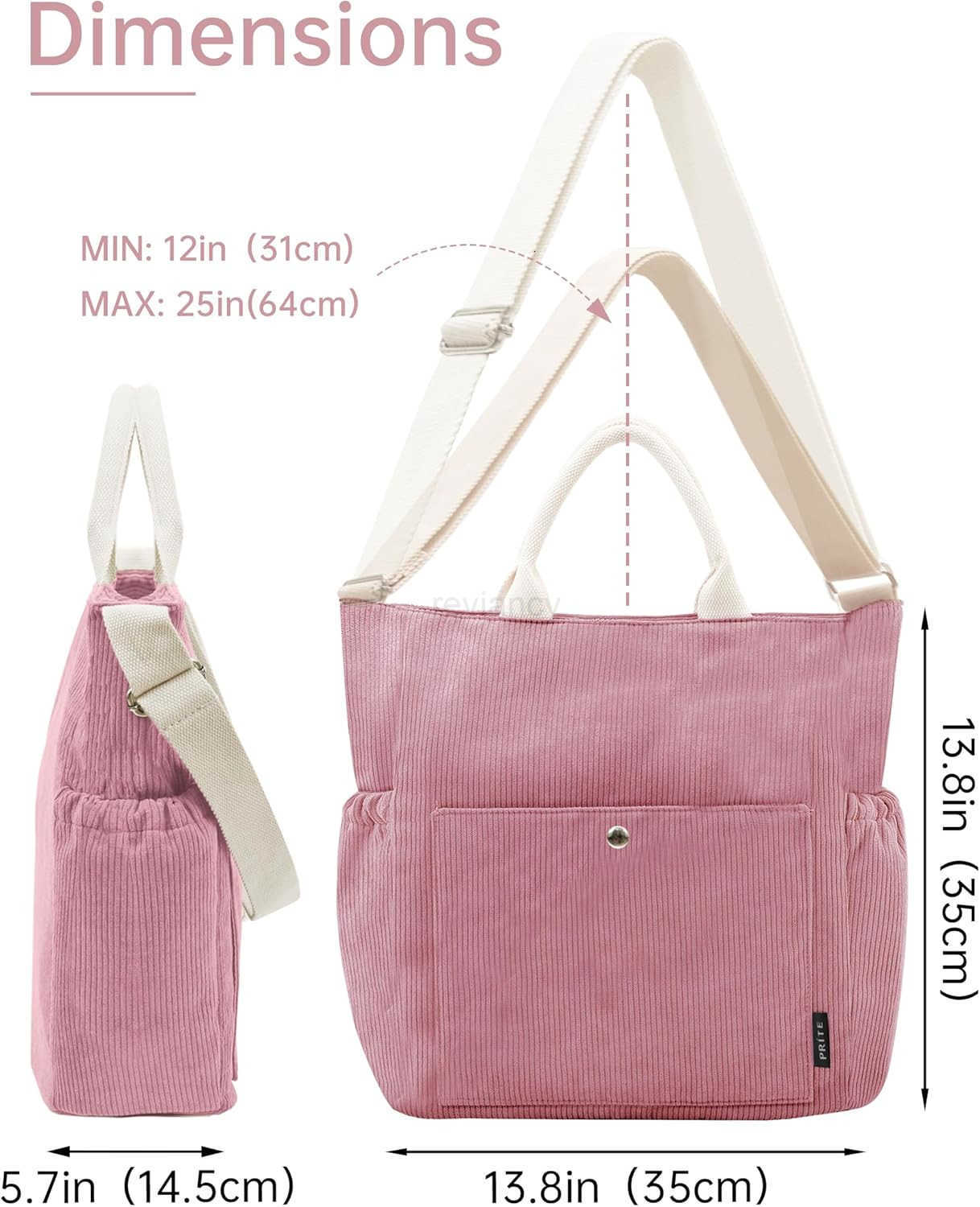 Corduroy Tote Bag for Women Large Crossbody Hobo Shoulder Bag with Pockets Tote Handbag for WorkCollegeShoppingW250913