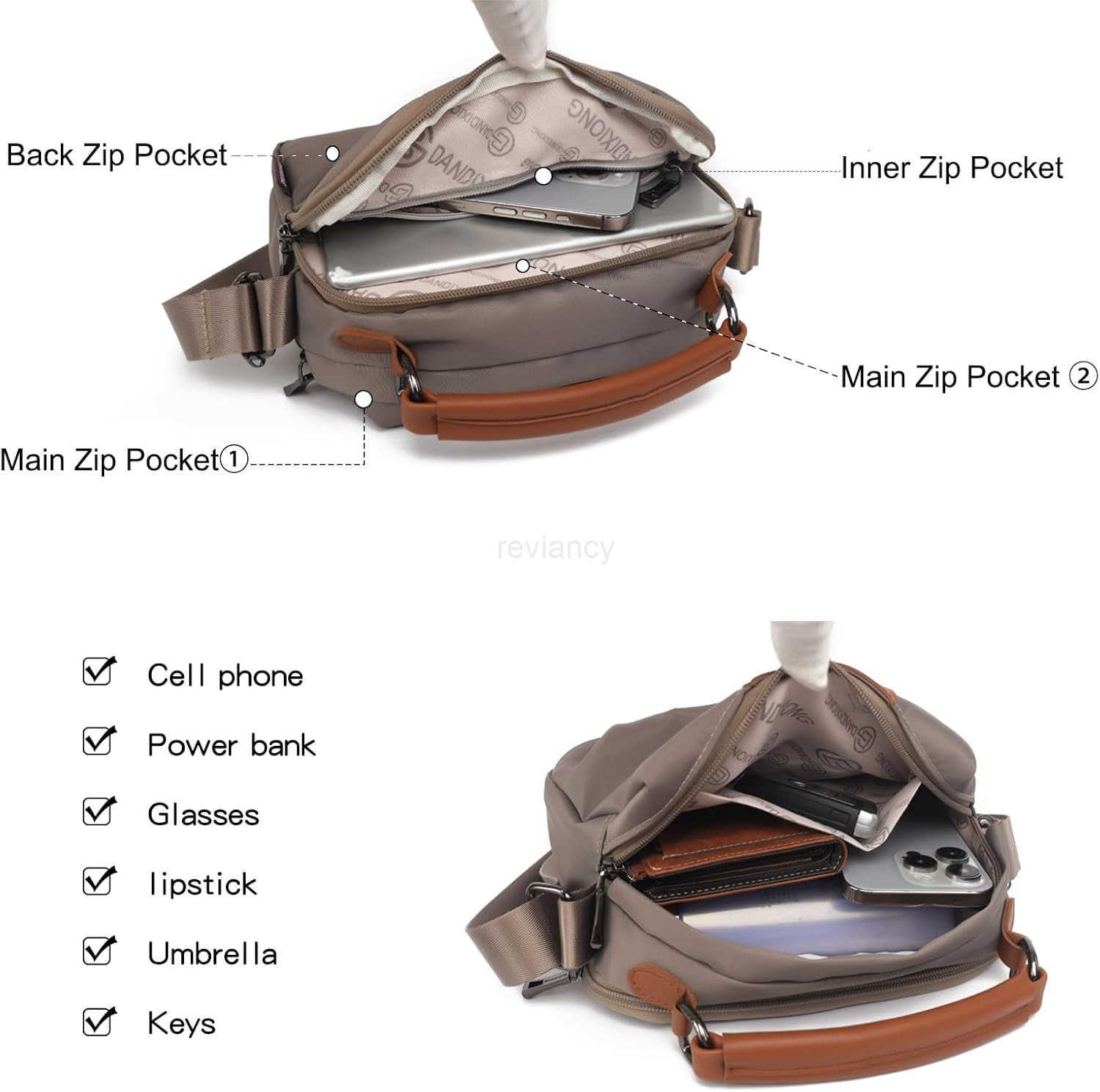 Crossbody Bags for Women Small Shoulder Bag Nylon Simple Purse with Zipper Lightweight Casual Mini PurseW250913