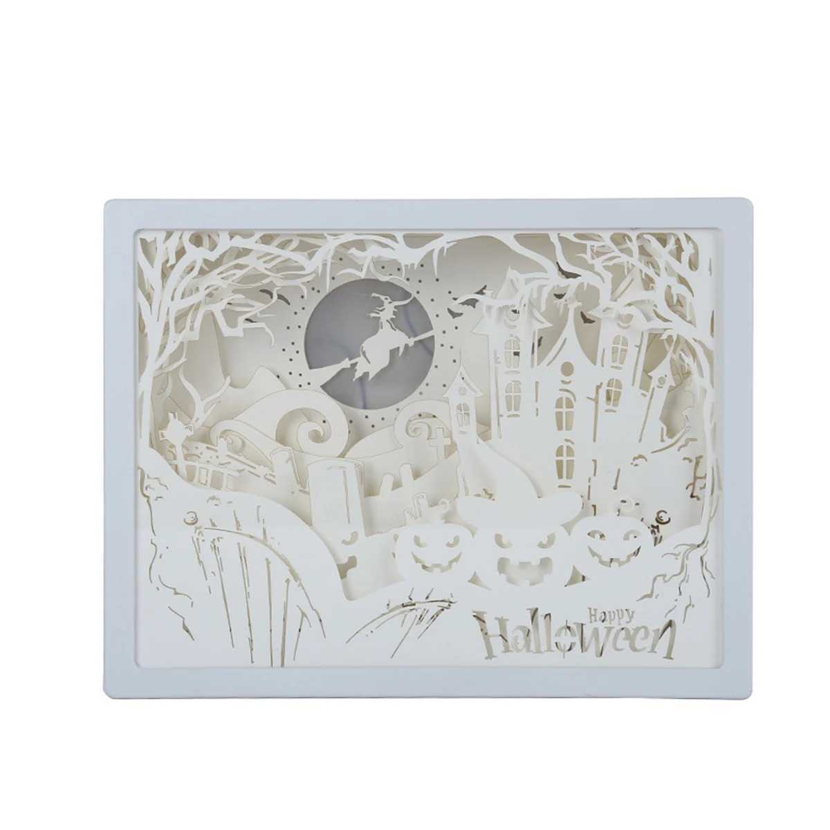 Halloween Christmas 3D Paper Carving Light LED Night Light Bedside Desk Table Lamp Carved CreativeGifts Kids Bedroom C250913