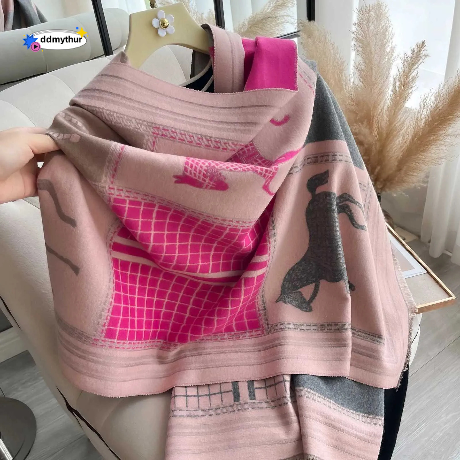 Autumn Winter Women Pashmina Shawls and Wraps Cashmere Blanket Warm Thick Stoles for Ladies Outdoor Scarf 2024 New Print G250818 ddmythur