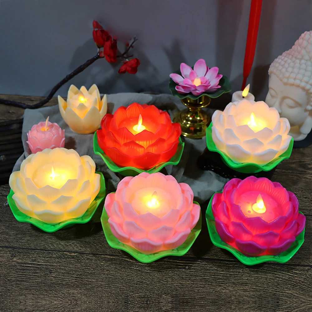 Lotus Flower Night Light Battery Operated Buddha Table Lamps Romantic Lotus Creative LED Electronic Candle for Buddha Home Decor C250913