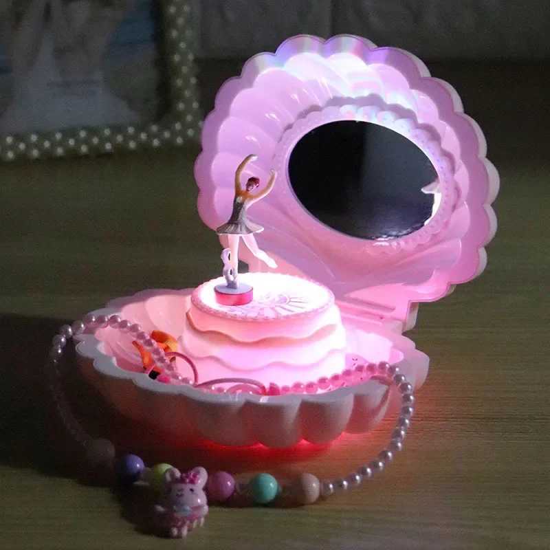 Dance Girl Shell Music Box Childs Mirror Jewelry Box PrincessThemed Toy Ideal Birthday Gift Room Decoration Accessories C250913