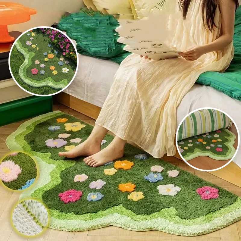 2025 Trendy Soft Living Carpets Floral Bed Rugs Plush Hallway Mats Entry Doormat Home Art Botanical C250913