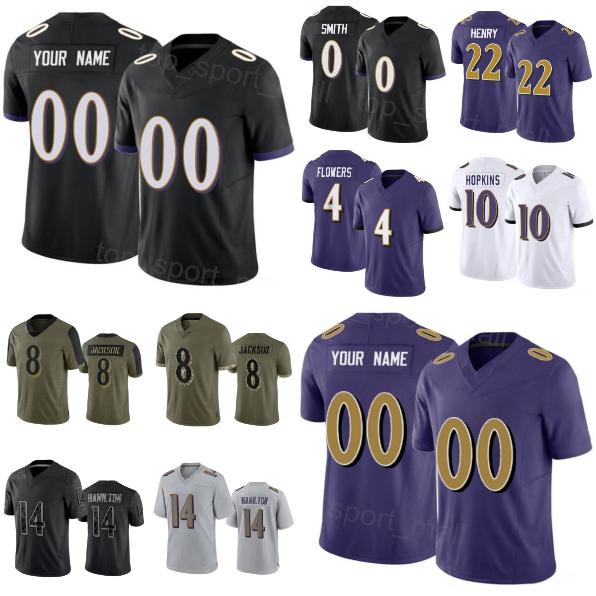 25-26 Men Football 8 Lamar Jackson Jerseys Women Kids 22 Derrick Henry 4 Zay Flowers 10 DeAndre Hopkins 0 Roquan Smith Kyle Hamilton Color Rush Black Purple White WuYa