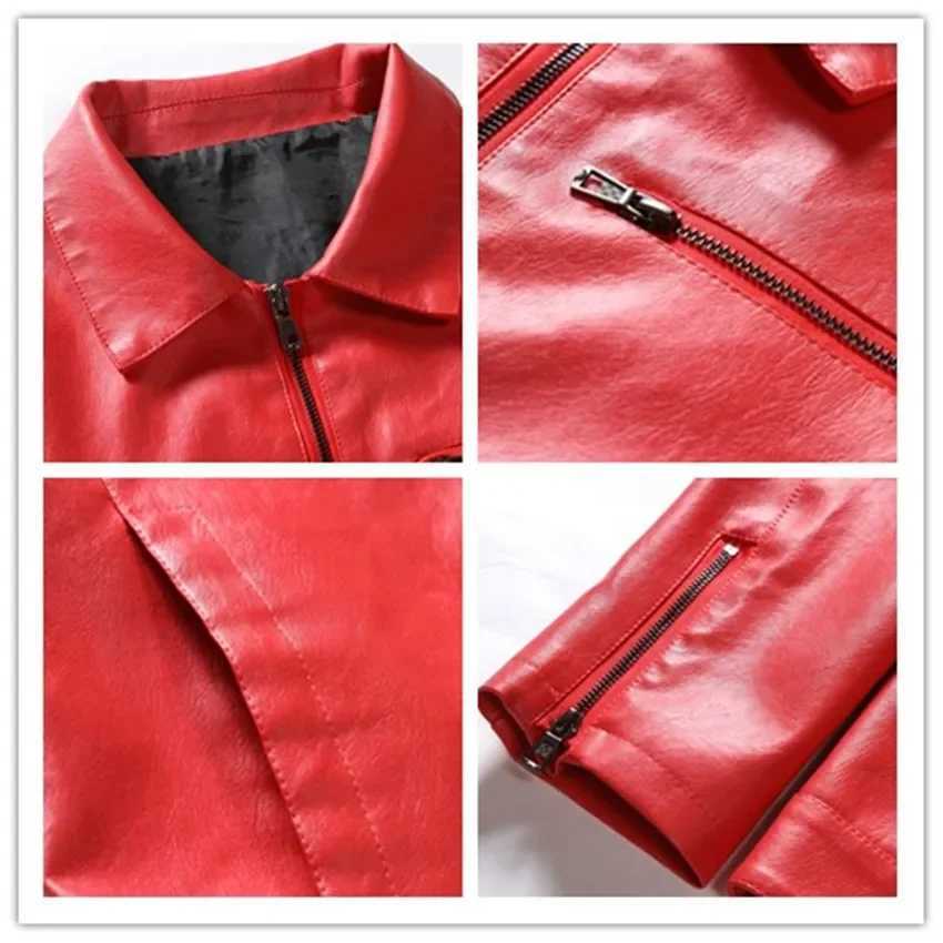 Mens Plus Size Leather Jackets Steampunk Vintage Red Black Zipper Pu Leather Outerwear Motorcycle Windbreaker for Bomber Coats W250913
