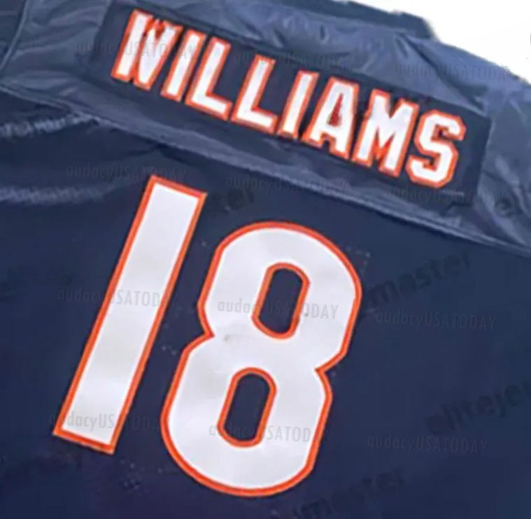 18 Caleb Williams 2025 Navy Football Jersey Payton Urlacher Loveland Odunze Moore Bagent Singletary Kmet Hester McMichael Ditka McMahon Monangai Custo