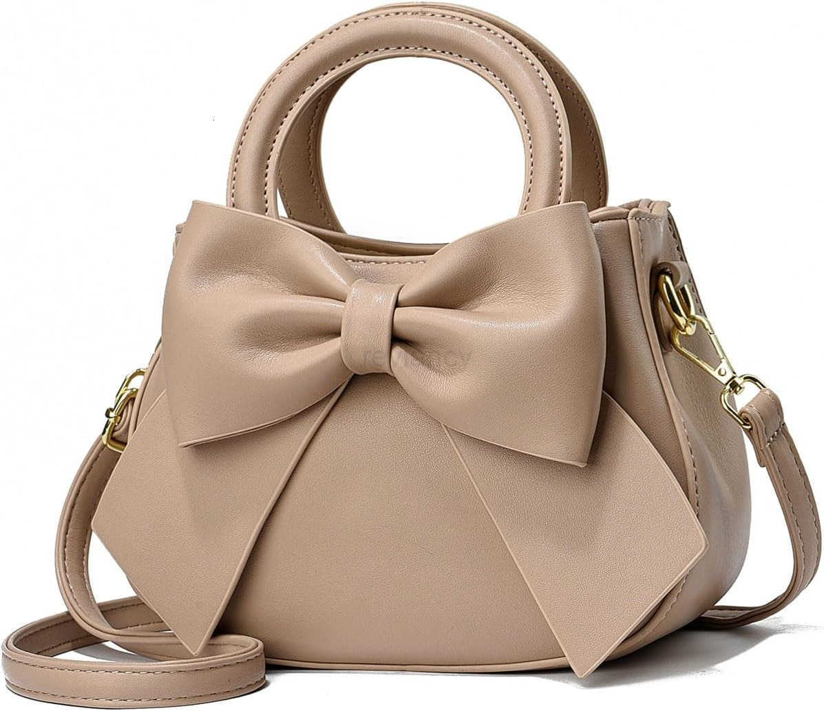 Small Handbags for Women with Top Carry Handle and Cute Bow KnotLeather Purses and OverShoulder StrapW250913