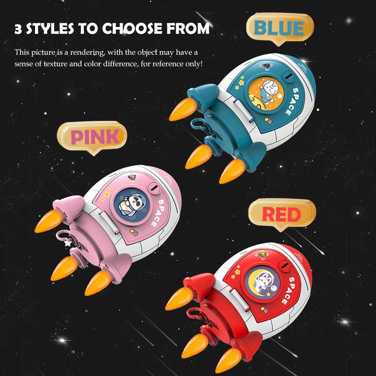 Piggy Bank Toys Rocket Spacecraft Large Capacity Key Unlocking Puzzle Toy 3 Color could be Chosen Gifts for 3 Boys and Girls C250913