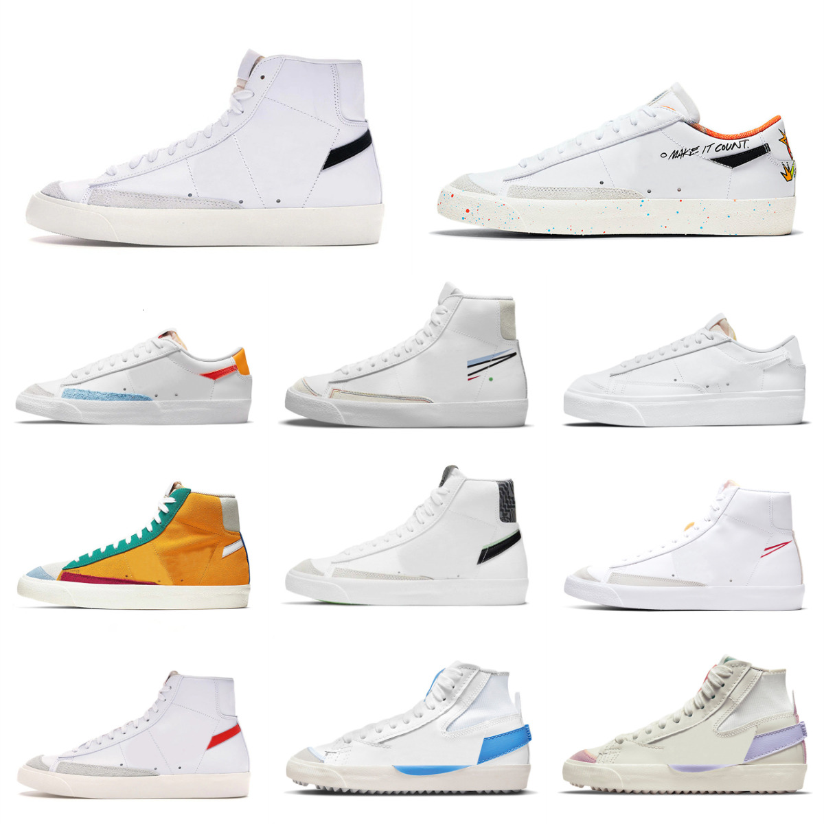 Designer Blazers High Mid Casual Shoes Classic Vintage Mens Women Red Black White Orange Indigo Green Summit Arctic Punch Sail Gum Jumbo Trainers Platform Sneakers