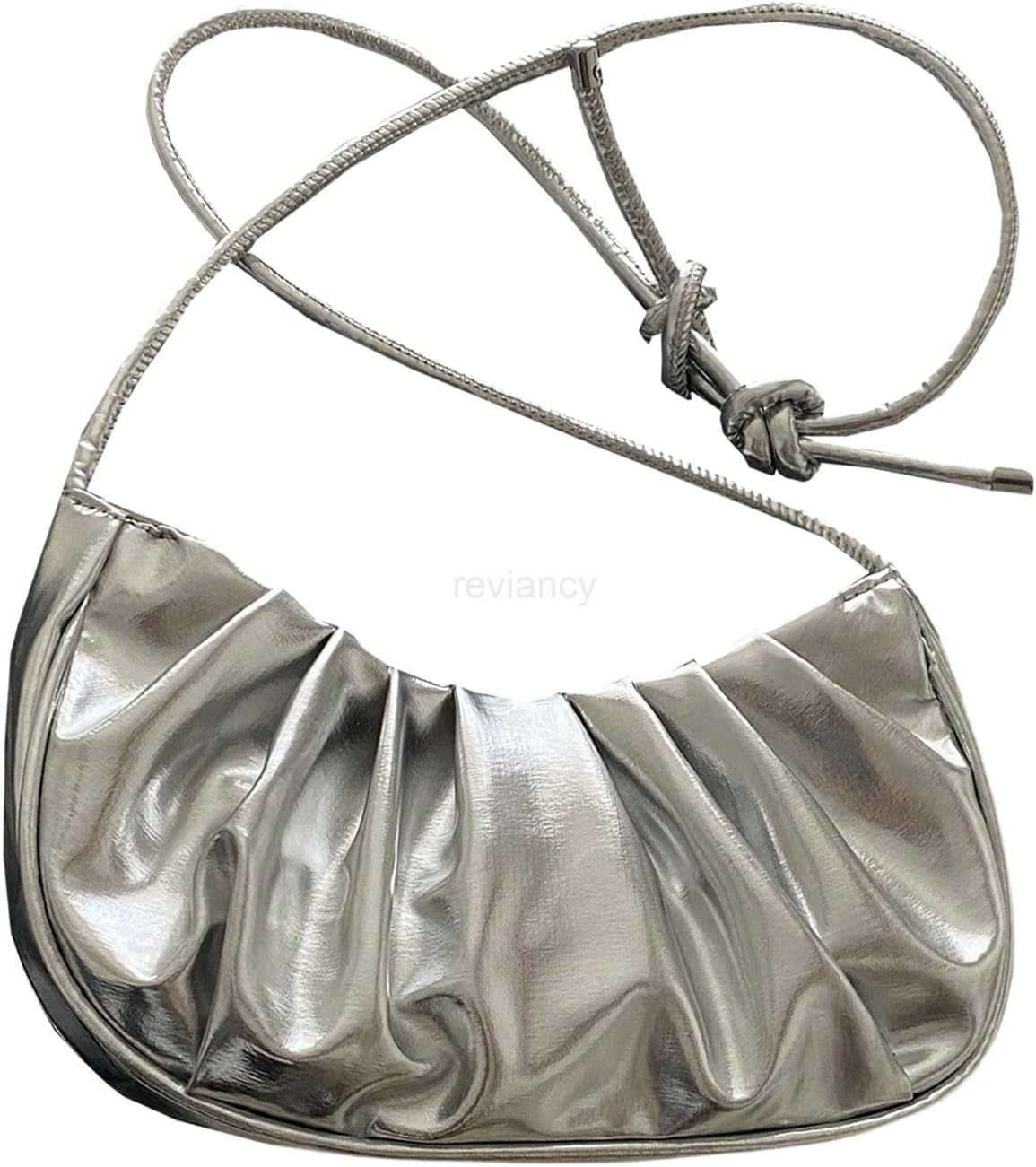 Womens Gold Purse Ruched Metallic Shoulder Handbags Top Handle Underarm BagW250913