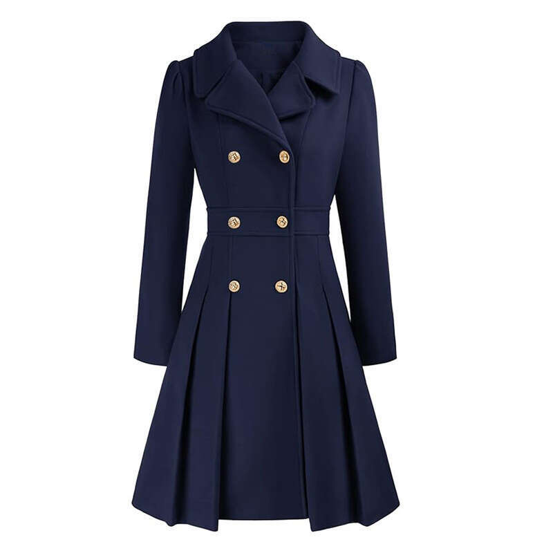 womens coat jackets womens fur coat Autumn Winter European and American Selected Women's Trench Coat with Turn-Down Collar, Double-Breasted, A-Li