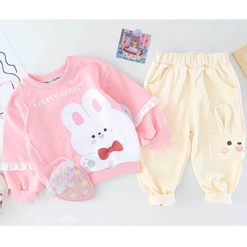 New Spring Autumn Baby Clothes Suit Children Girls Fashion Cartoon TShirt Pants 2PcsSet Toddler Sports Costume Kids Tracksuits C250913