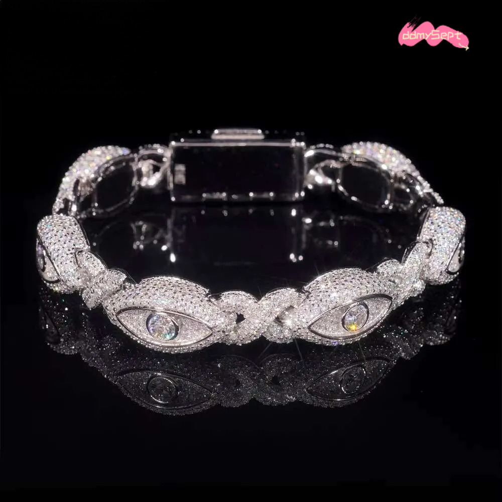 Pass Dia Tester Sier Gold Plated Hip Hop Jewelry Custom Infinite Eyes 8-character Chain VVS Moissanite Cuban Bracelet ddmythur