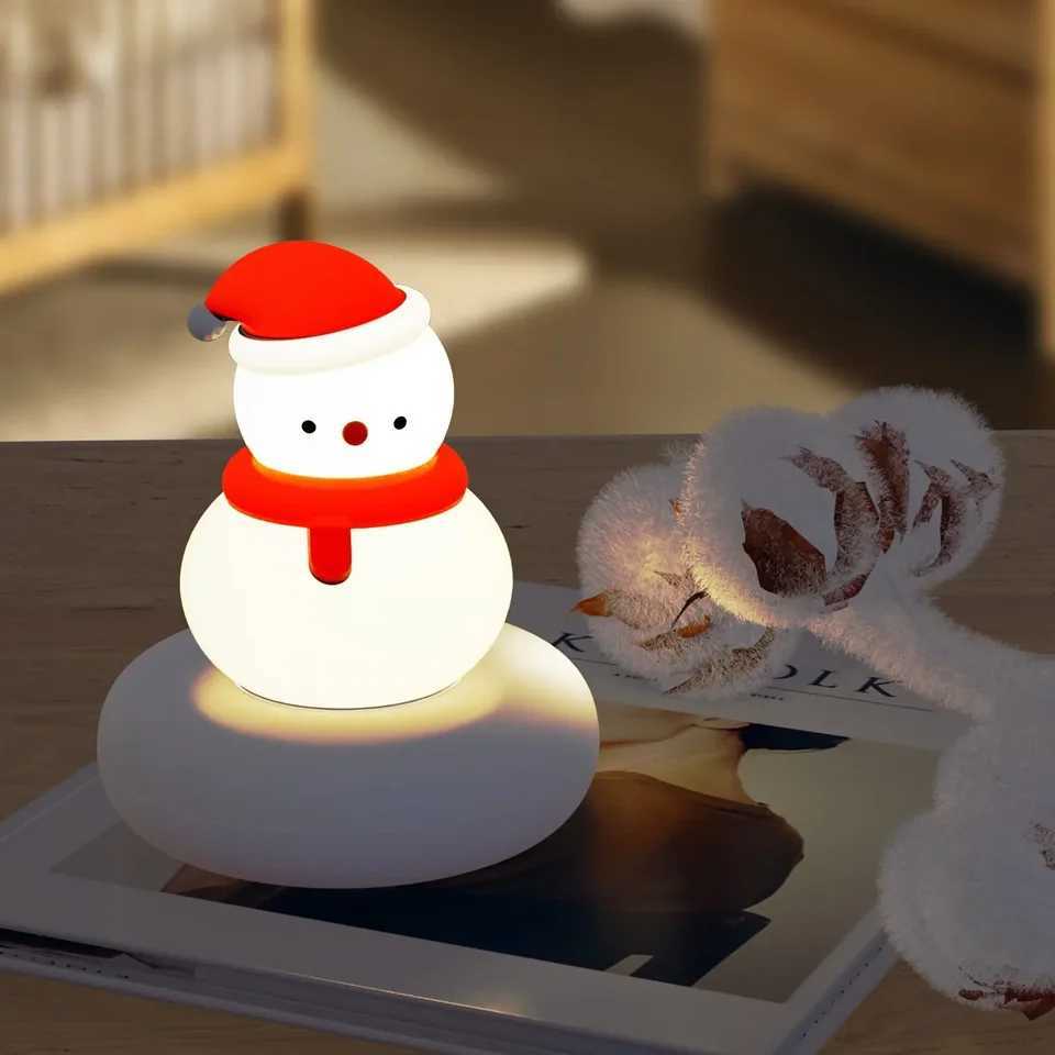 Christmas Night Light Snowman Cat Bedside Lamp for Kids Tap Control Rechargeable Nursery Lamp Table Lamp for Bedroom Camping Ro C251122