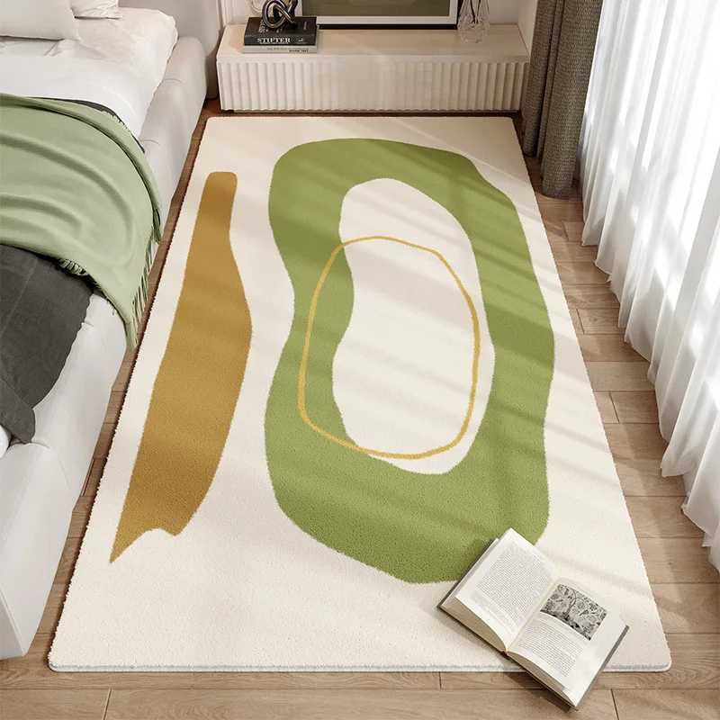 VIKAMA Fresh Green Plush Carpet Bedroom Bed Soft Skin Carpet Bay Window Long Strip Carpet Living Room Sofa Carpet Home Decor C250913