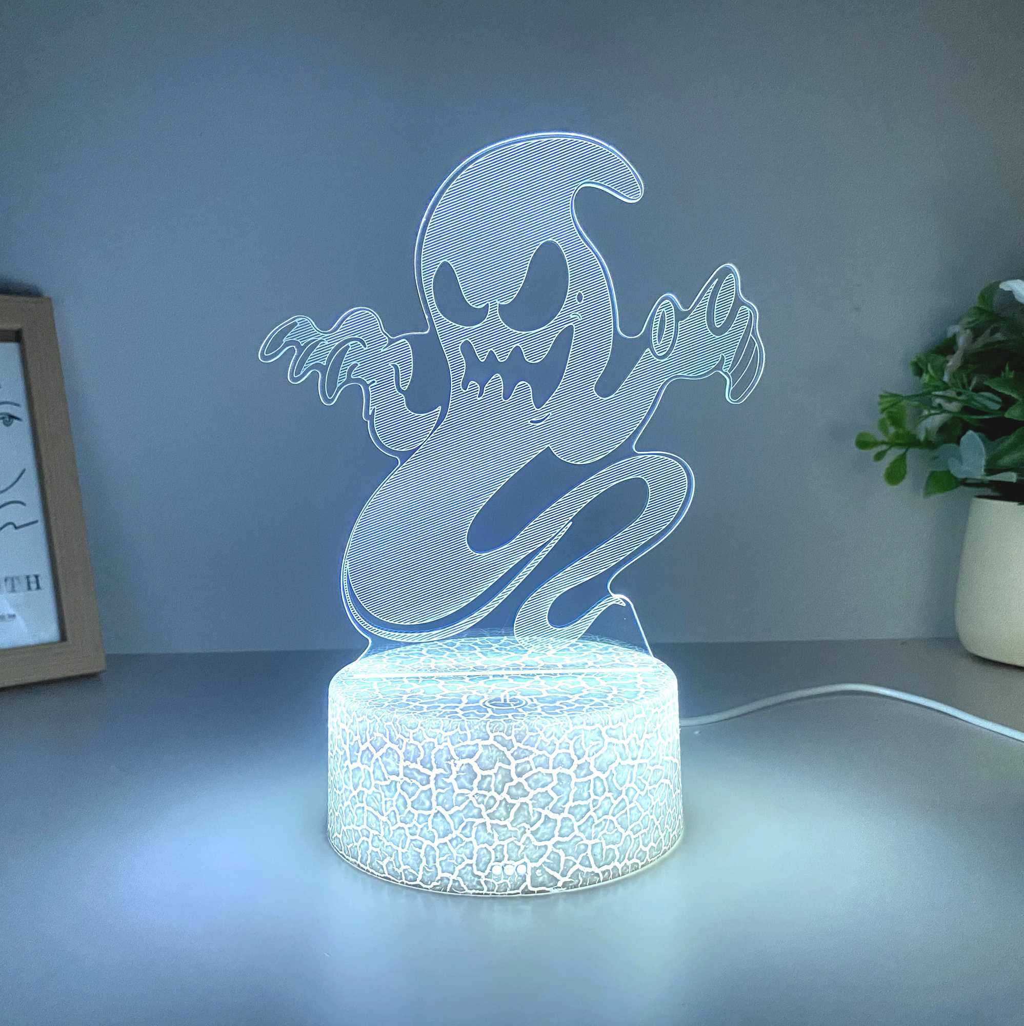 1pcs ghost pattern 3D nightlight USB interface Halloween atmosphere decoration nightlight holiday gift table light C250913