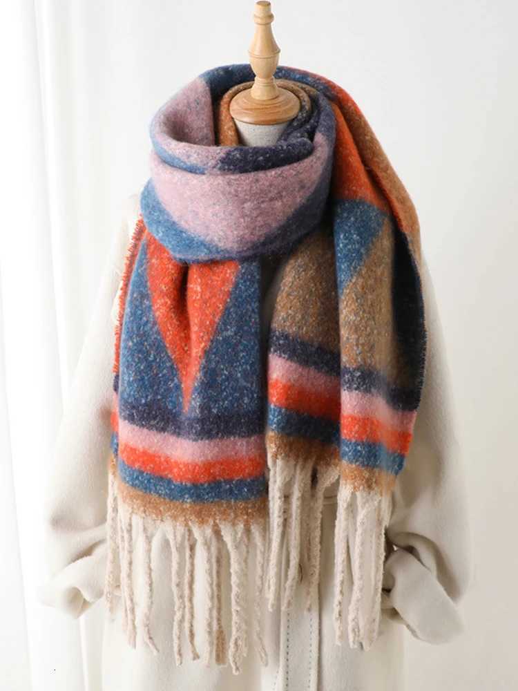 Wen Winter Knitted Scarf scarf Lady Men Casual Striped Print Tassel Warm Soft Scarve Mujer Foard Wrap Shawl New G250912