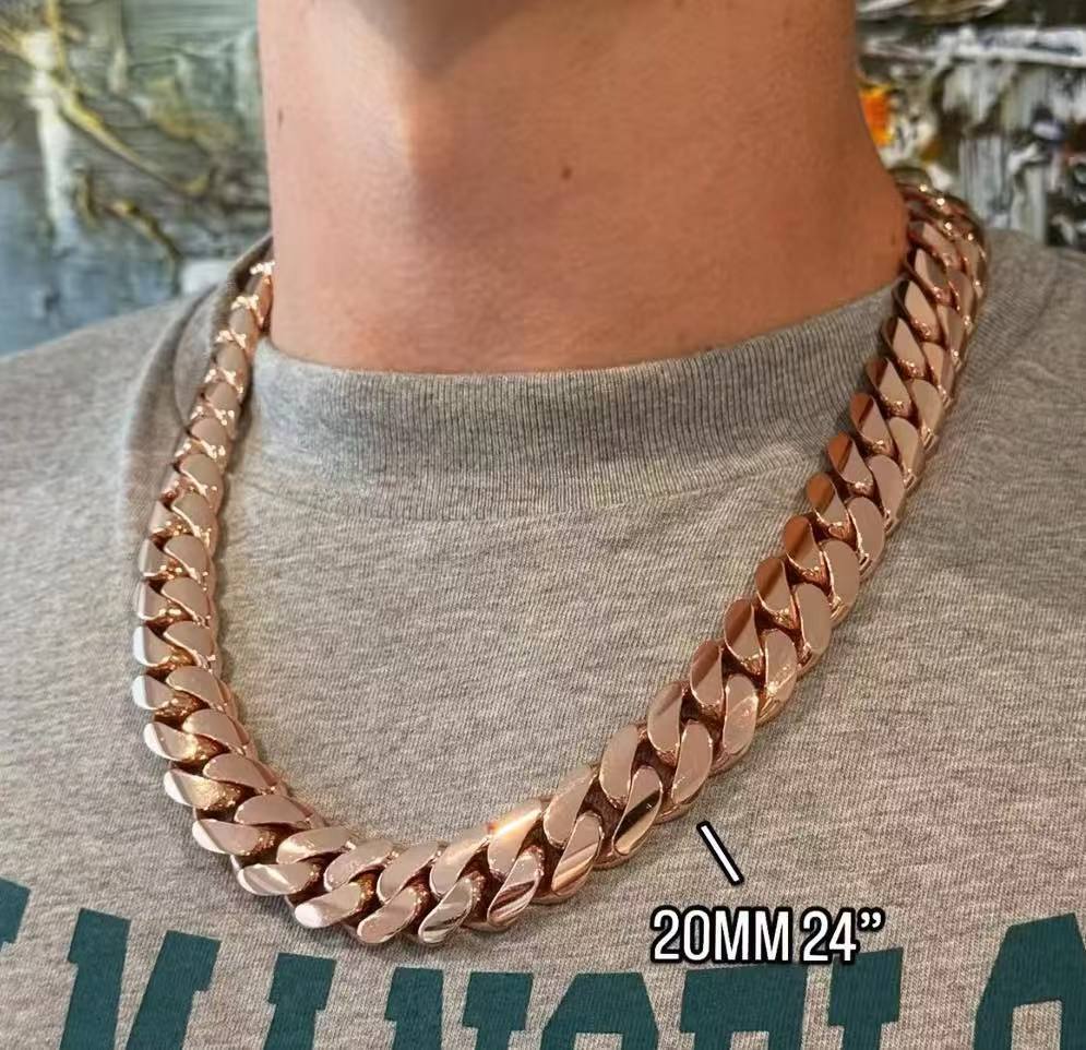 Jewelry Fine Custom Rose Gold Plated 925 Sterling Silver Luxury Hip Hop Cuban Link Chain
