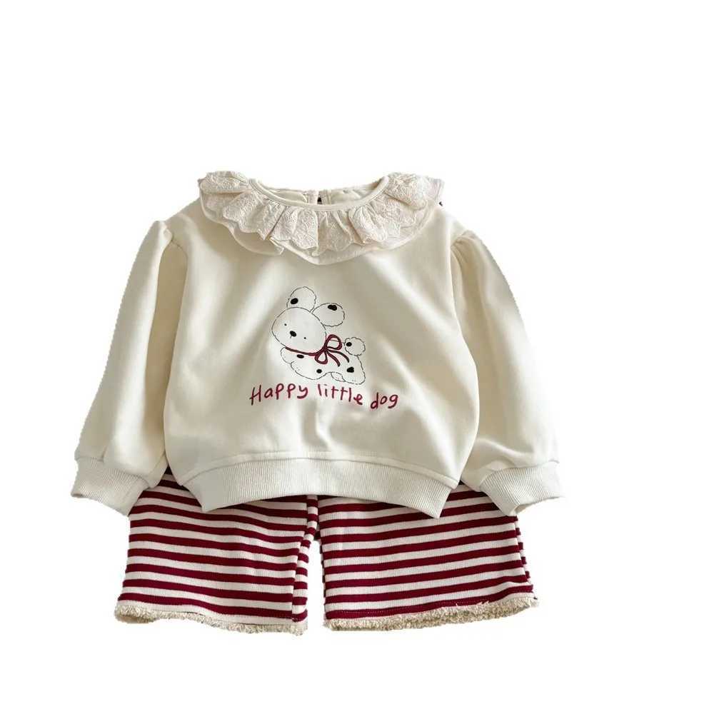 Toddler Girls Autumn Sweatshirt Sets Cartoon Printed TopStriped Pant Baby Girls Casual Sets Long Sleeves Kids Baby Girls Sets C250913