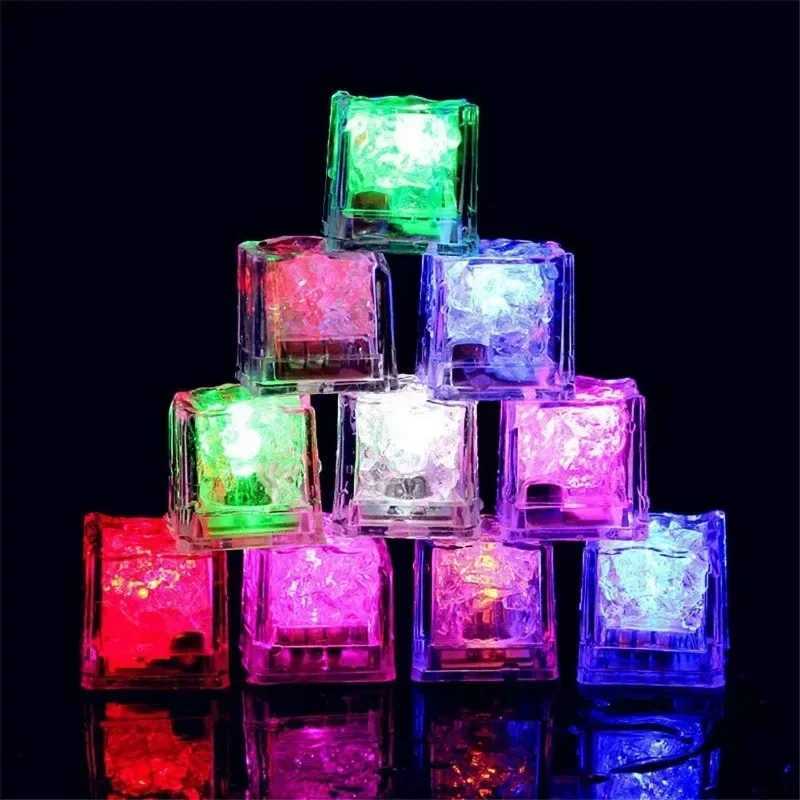 6Pcs LED Luminous Ice Cube Toy Glowing Colorful Sensor Light for Kids Bath Party Bar Wine Glass Water Decor Festival Night Light C2509131