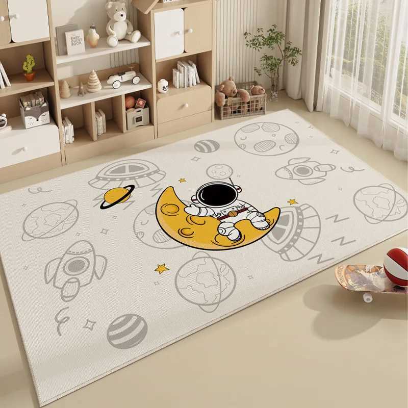 VIKAMA Crystal Pile Carpet Spaceman Childrens Nursery Playmat Dirty Resistant Washable Cushioned Carpet for Living Room Bedroom C250913