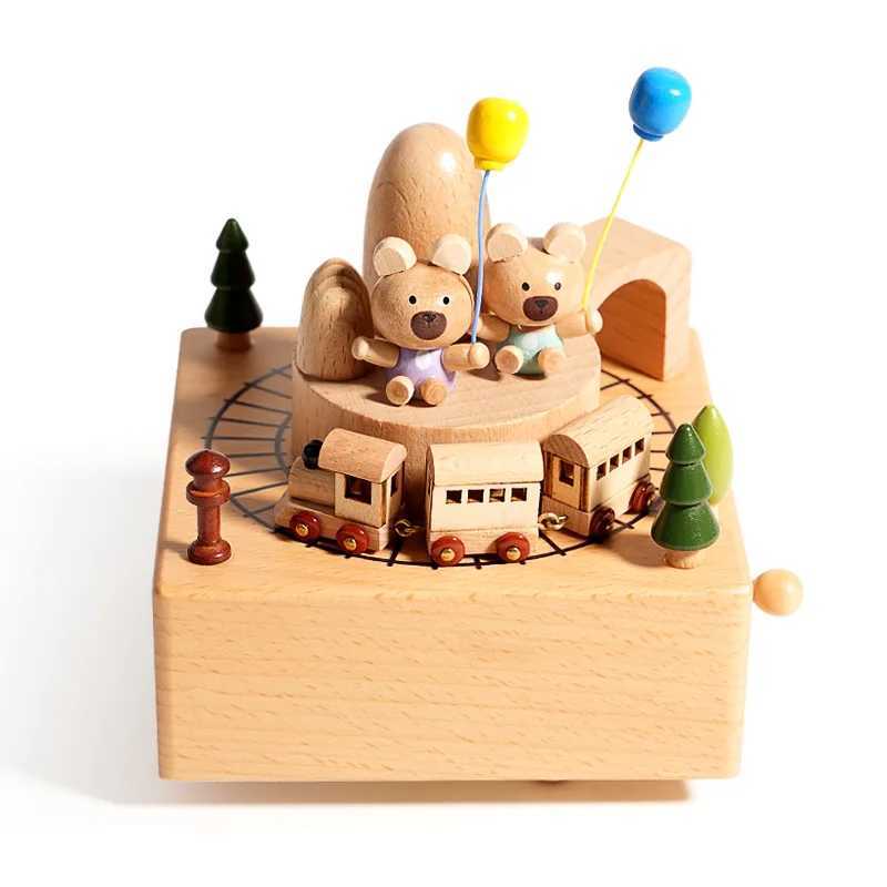 Creative Cartoon Music Box Wooden Handmade Carousels Toy Decorations Childrens Christmas Birthday Gifts C250913