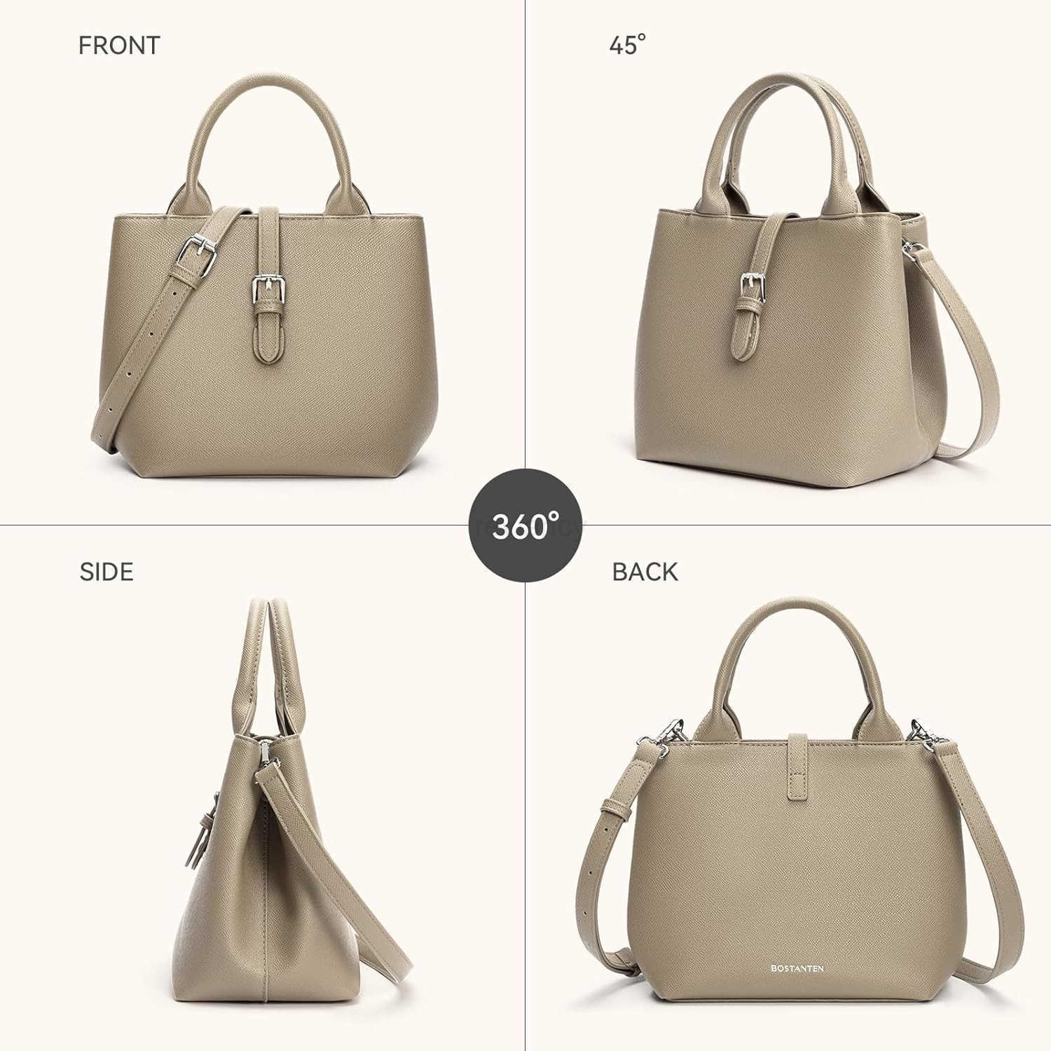 Satchel Bag for Women Adjustable Shape 3Way Carry Convertible Vegan Leather Tote for Work TravelW250913